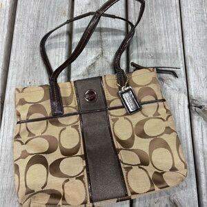 Vintage Coach Brown and Tan Signature Tote